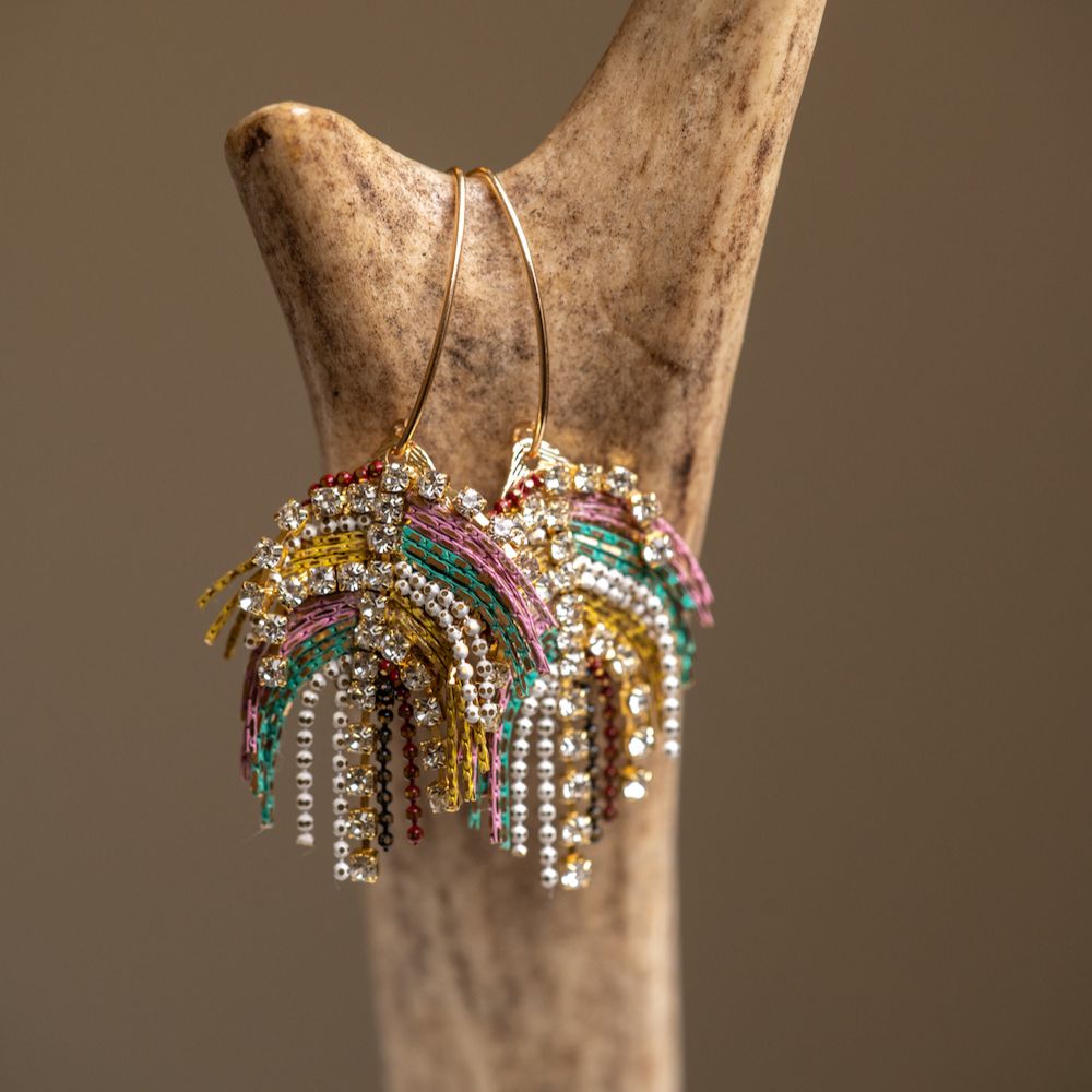 gold boho fringe earrings