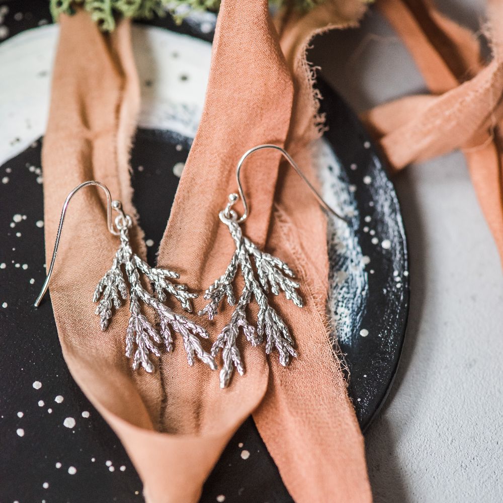 silver branch earrings
