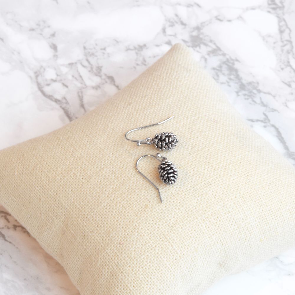 Silver Pinecone Earrings