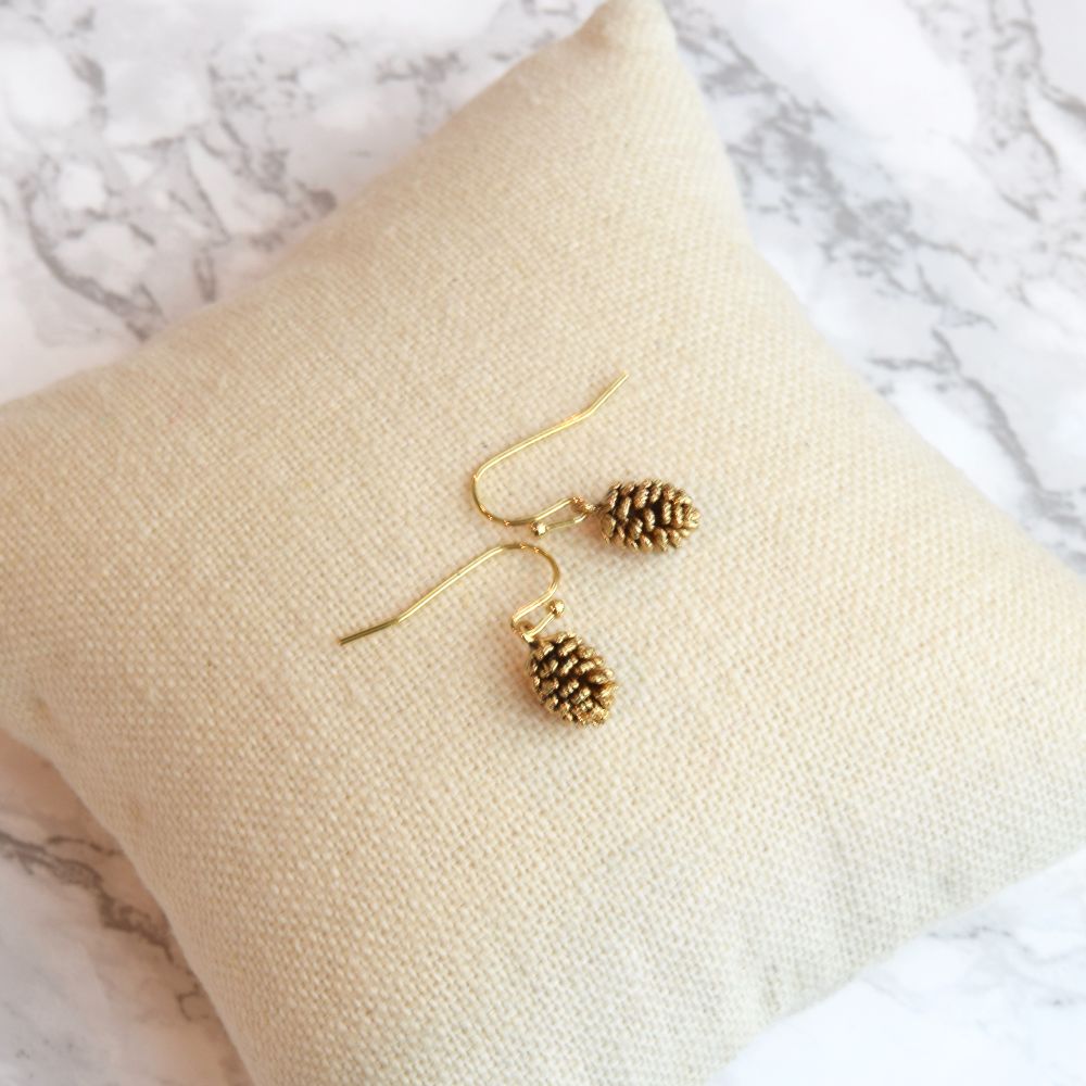 Gold Pinecone Earrings