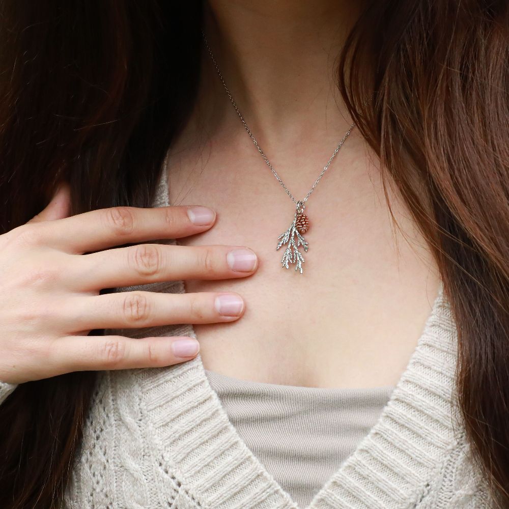 Silver Cedar & Pinecone Necklace