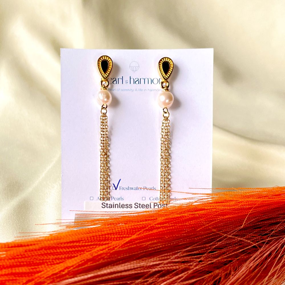 Gold & Black Stud Earrings
