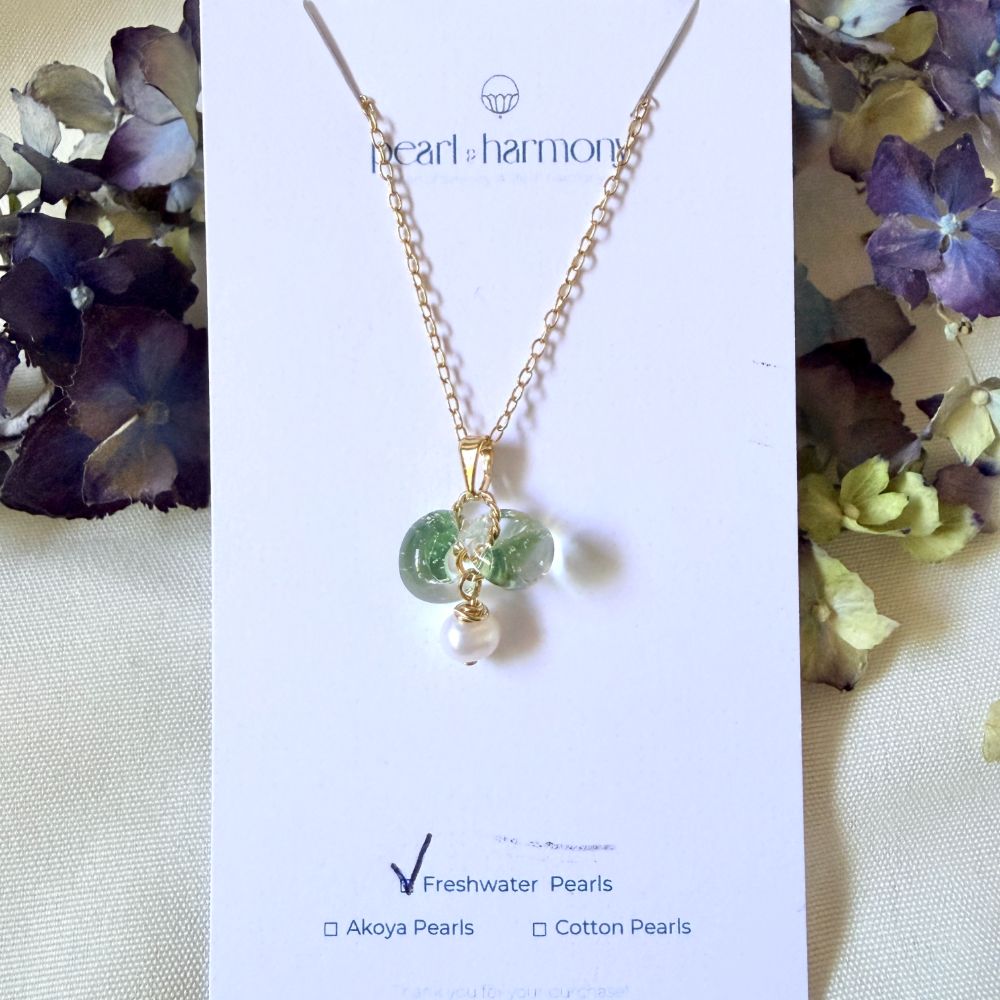 Freshwater Pearl Necklace with Glass Beads (45cm) — photo 2