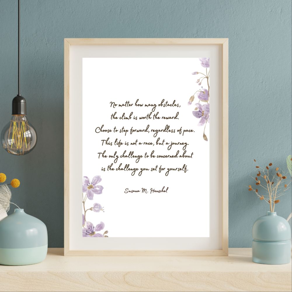 The Reward of the Climb Print, Purple Flower Design