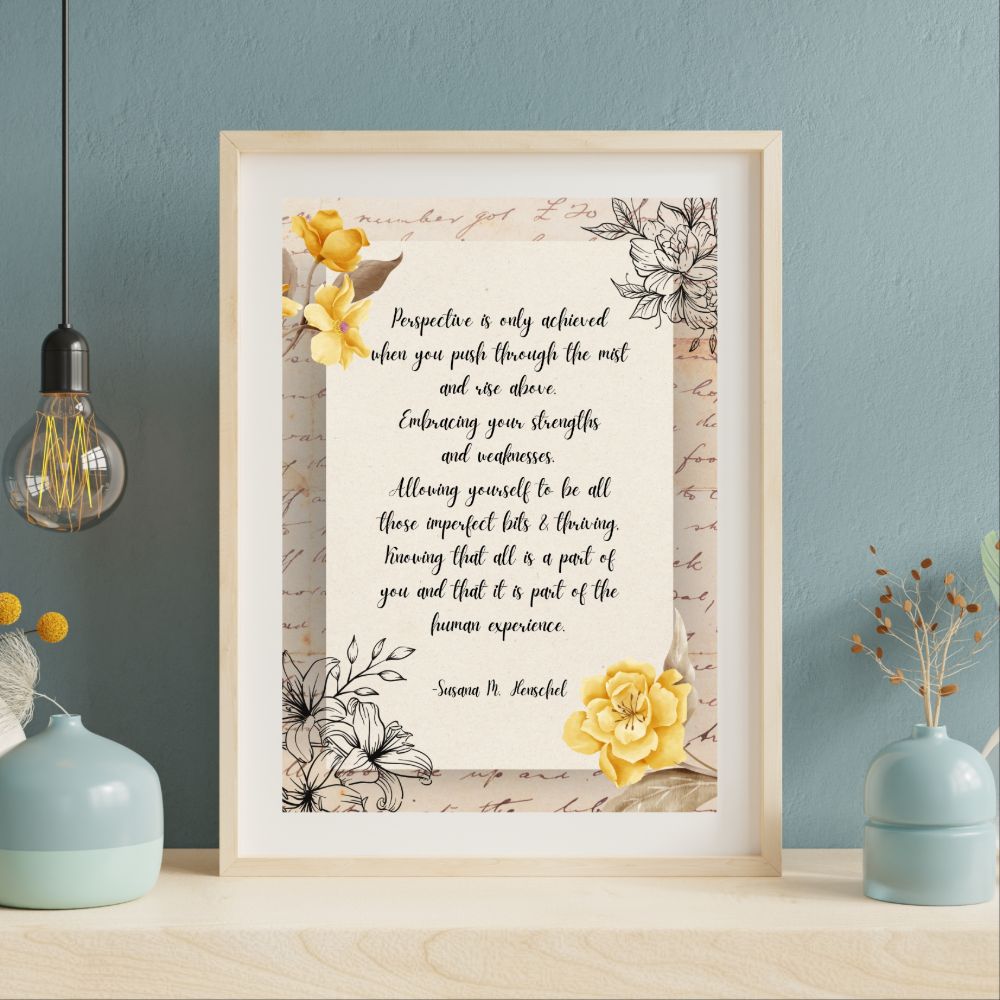 Perspective Achieved Print, Flowers/Handwriting Design
