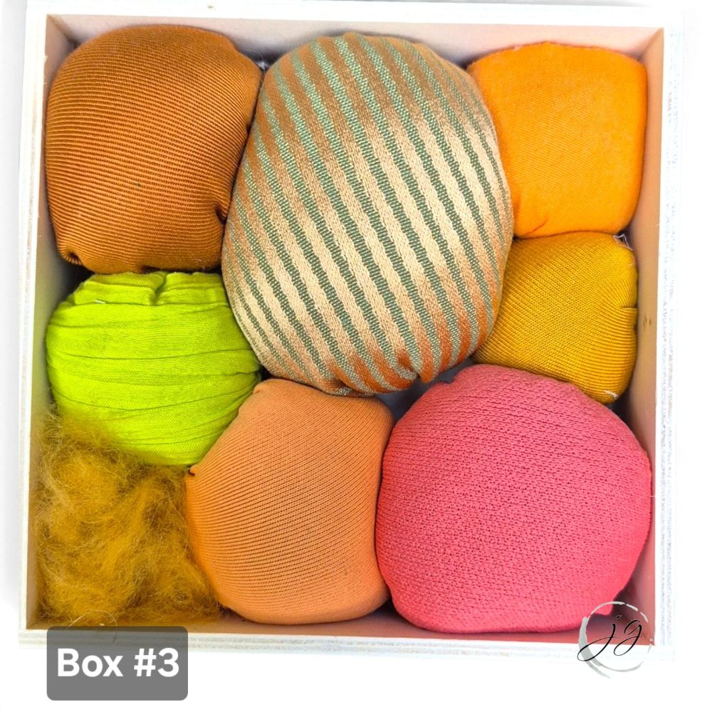 Textile Sphere collage in wooden box — photo 3