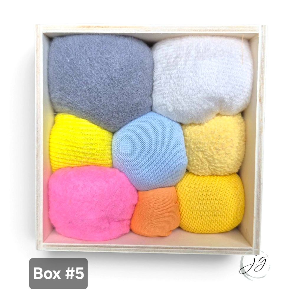 Textile Sphere collage in wooden box — photo 4