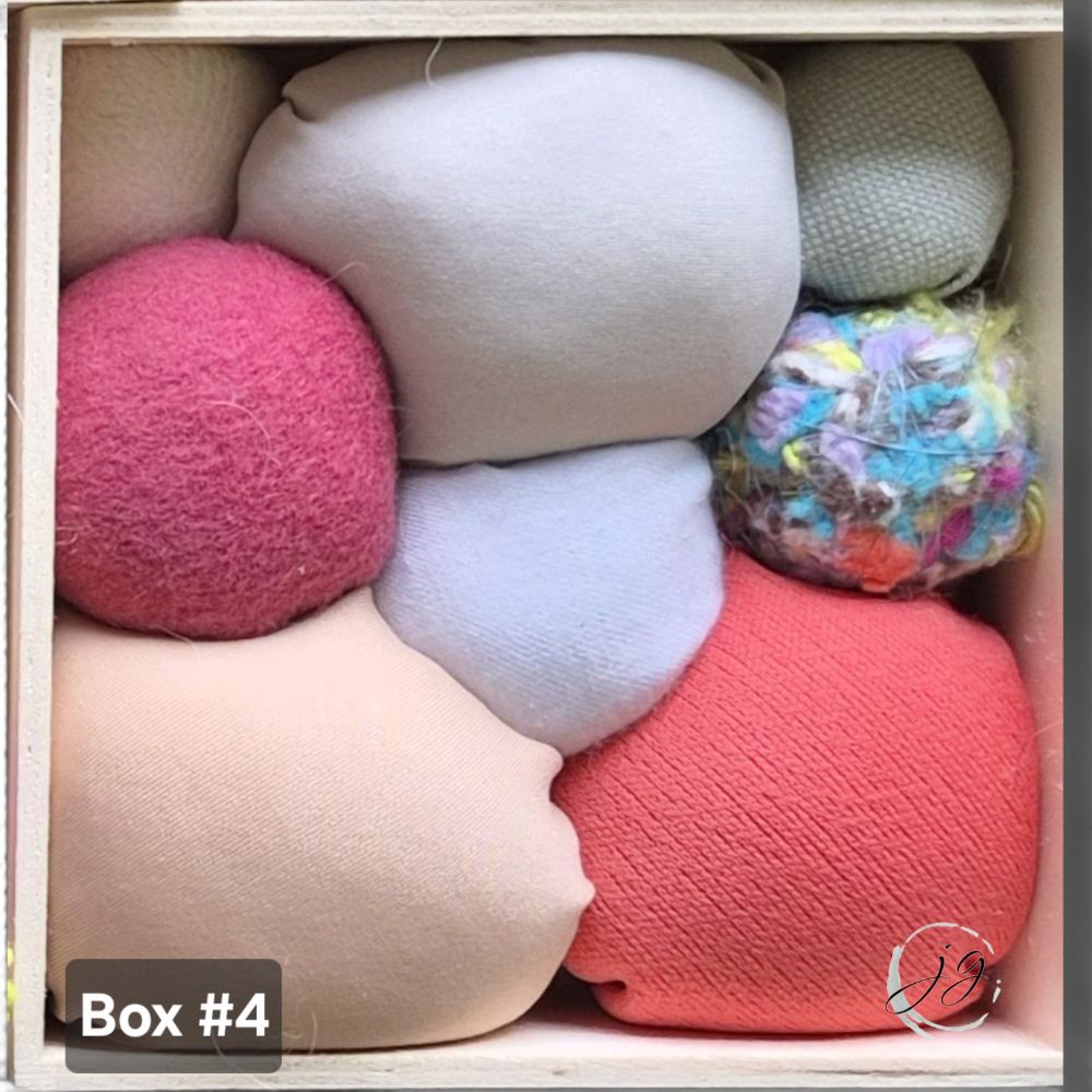 Textile Sphere collage in wooden box — photo 6