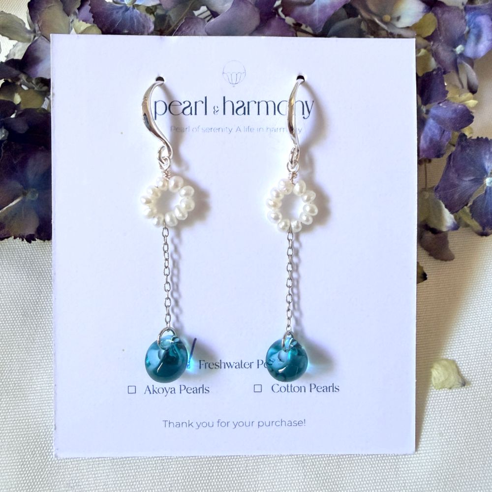 Tiny Freshwater Pearls Earrings with Glass Beads