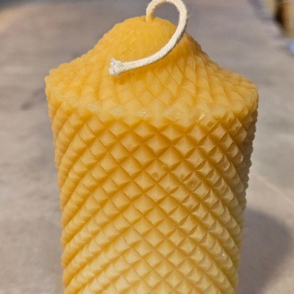 Beeswax Diamond Pillar Candle