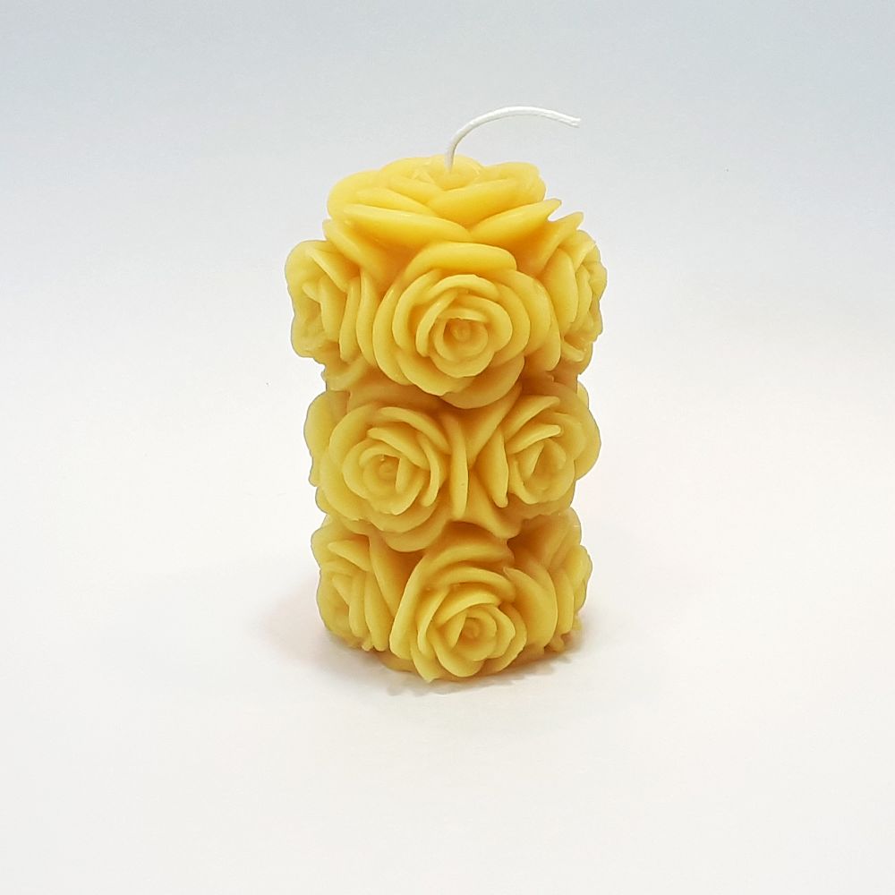 Beeswax Rose Pillar Candle