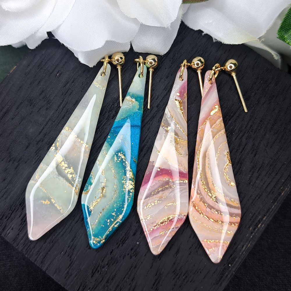 Leona Long Prism Agate Earrings - Dangles