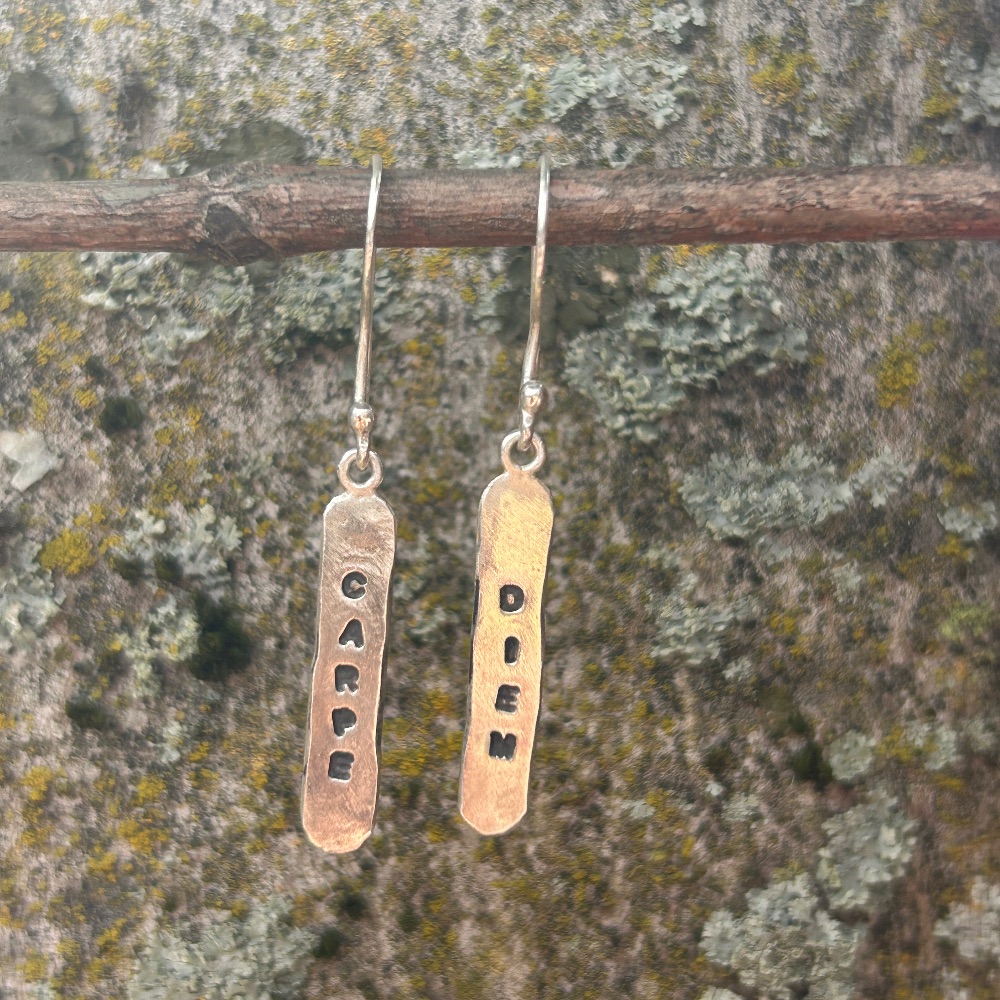 Phrase Stamped Earrings (925 silver)
