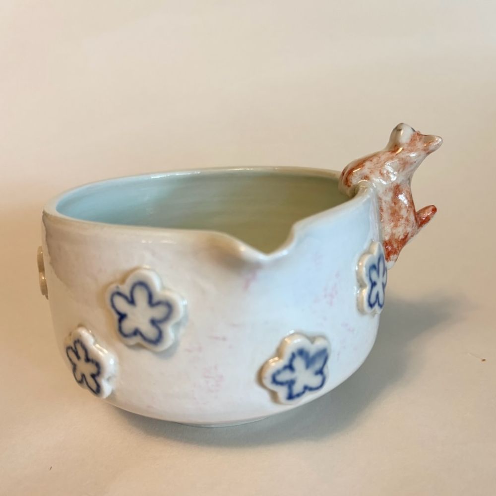 Sakura Matcha Bowl with Fox