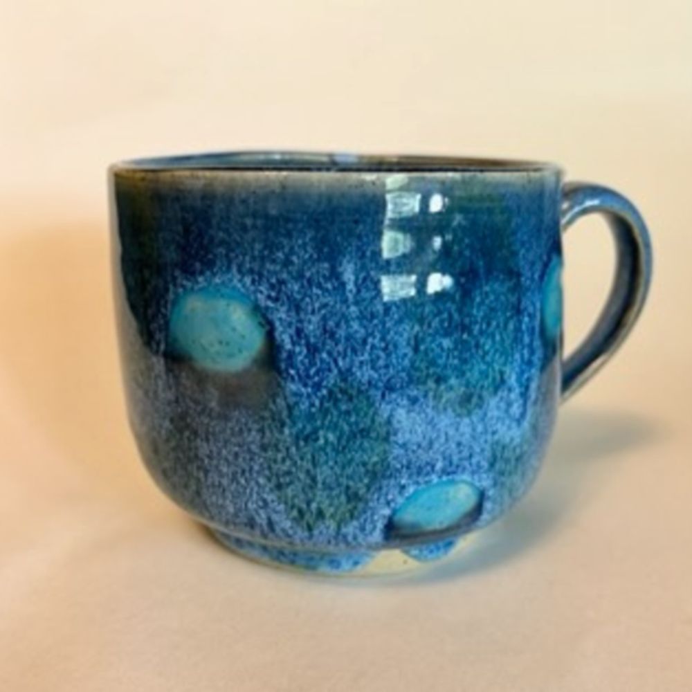 Sakura Soup Mug Turquoise Polka Dot