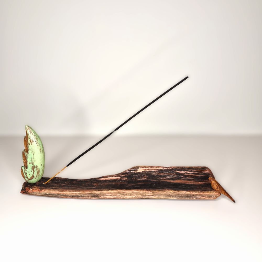 DW Incense Holder With hand carved bird and turquoise cypress symbol — photo 2