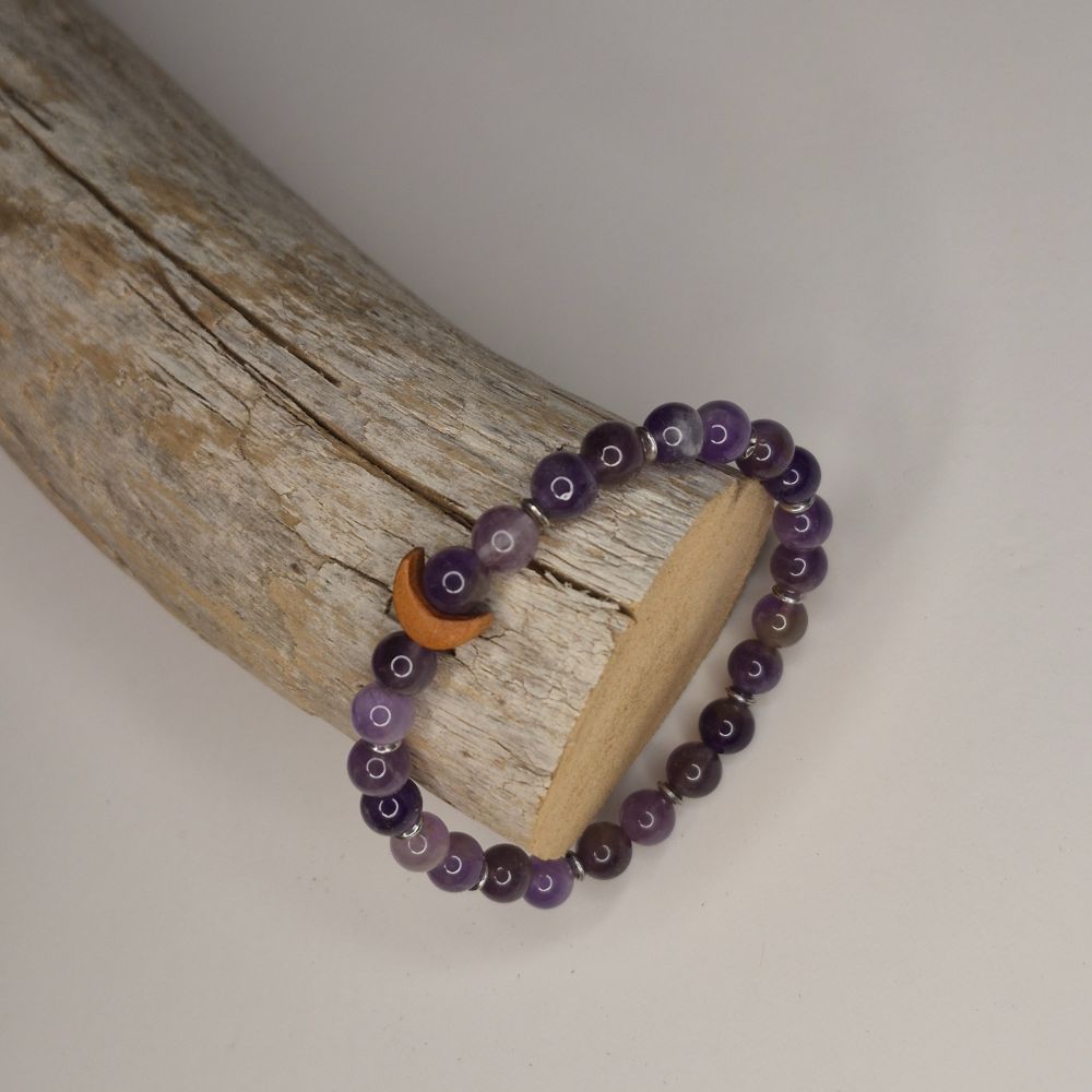 Wooden Moon Bracelet With amethyst Stones — photo 2