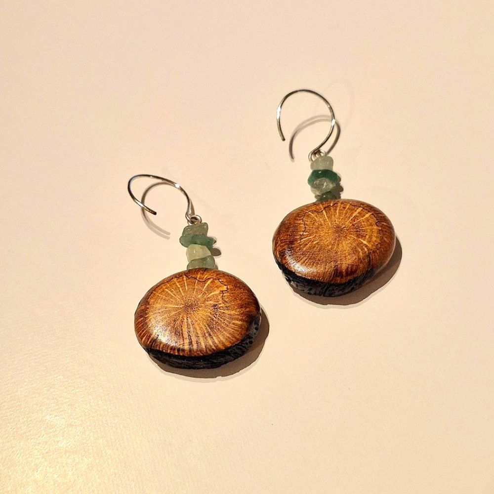 DW Slice & Green Stone Earrings