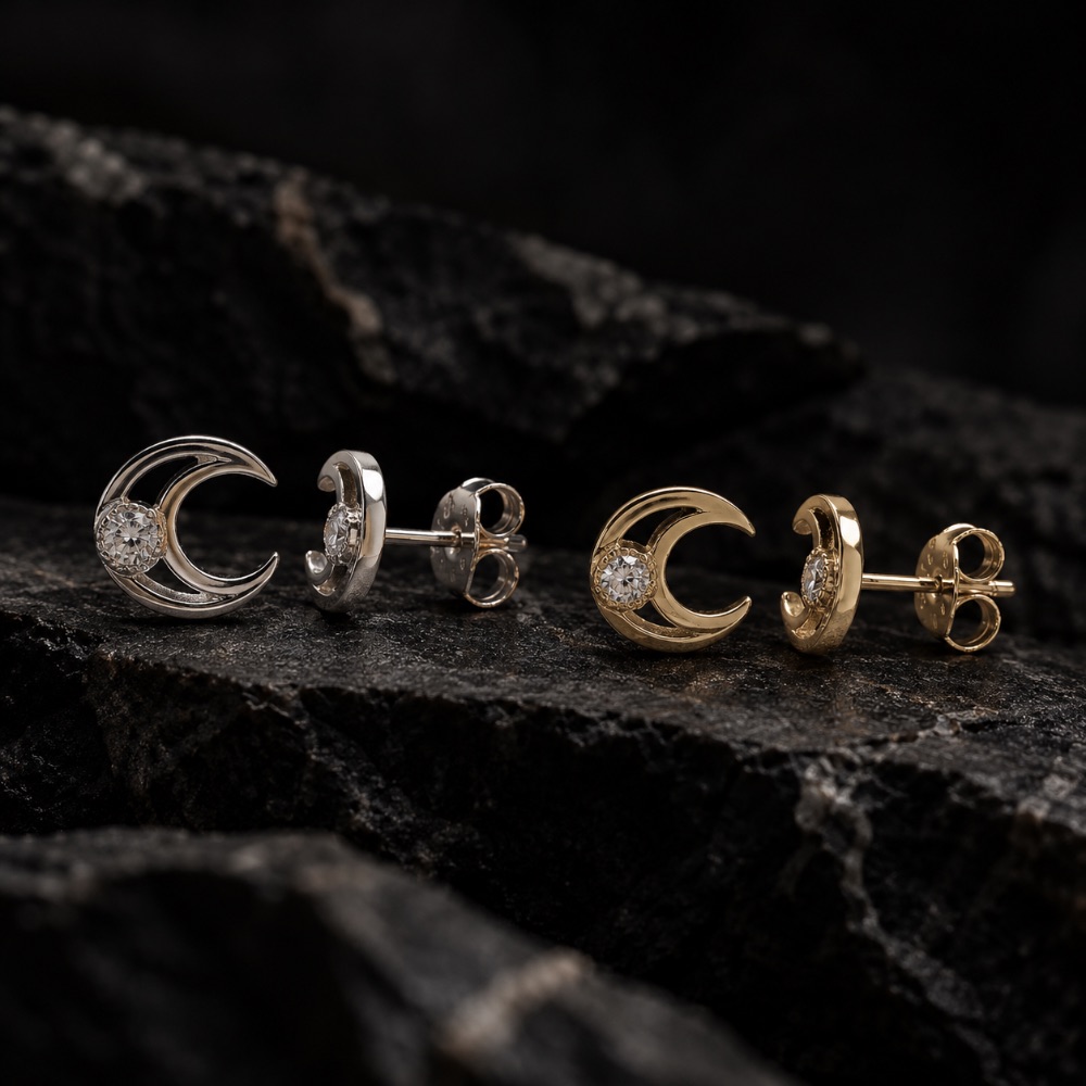 Crescent moon studs