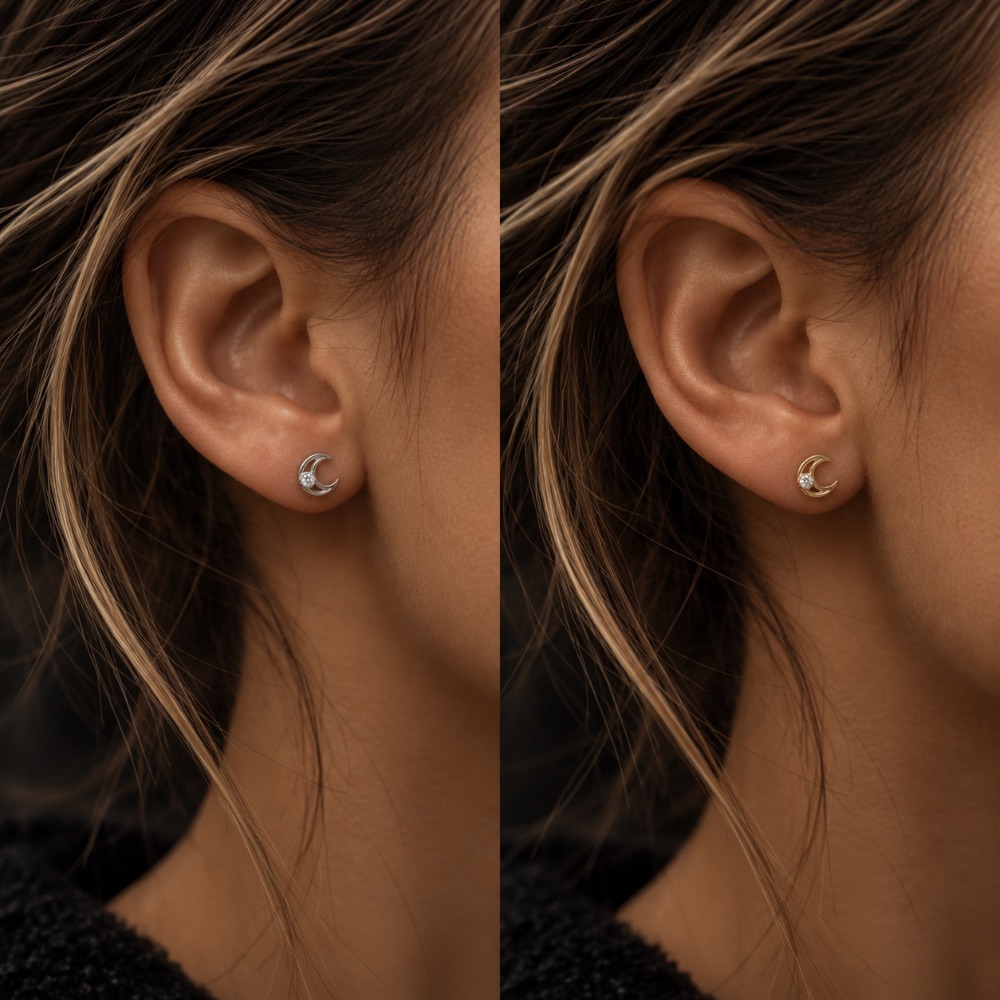 Crescent moon studs — photo 2