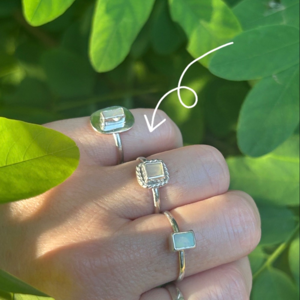 Opal & 925 Silver Rope Ring Size 7