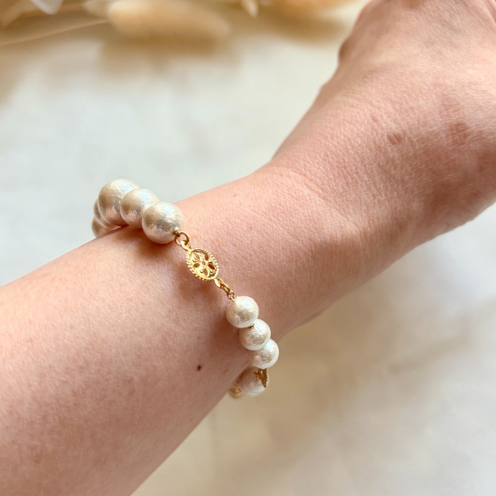 Adjustable Cotton Pearl Bracelet — photo 4