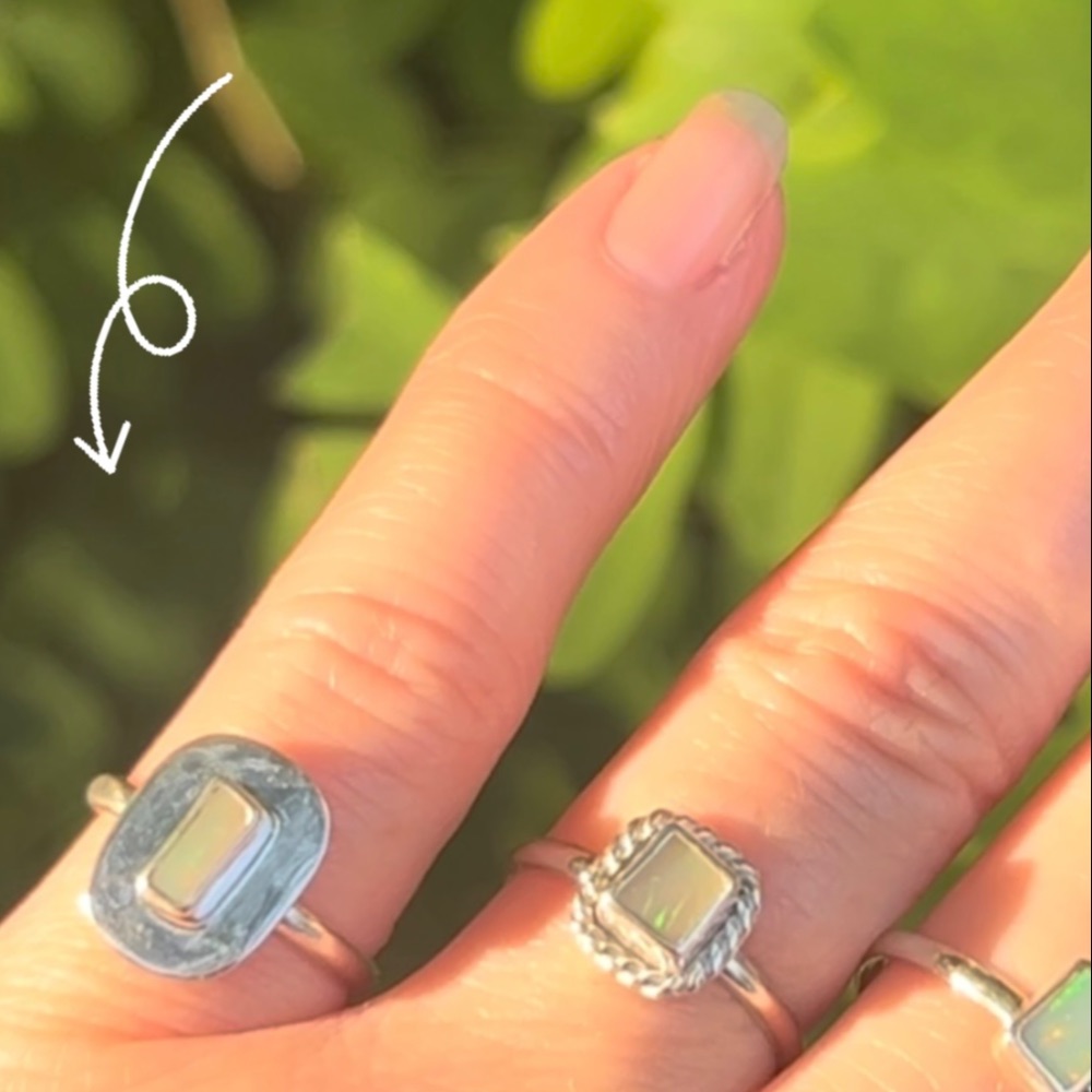 Opal & 925 Silver Ring. Size 6
