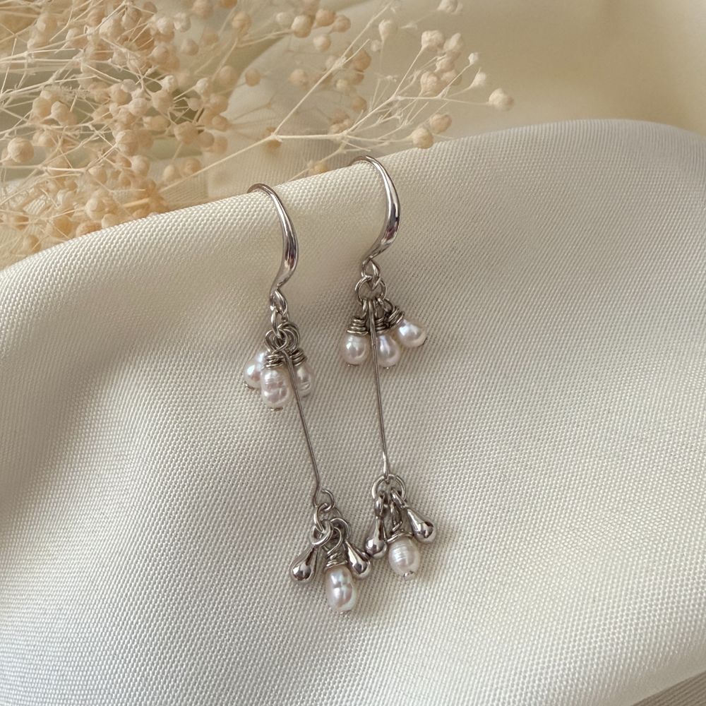 Freshwater & Drop Charm Earrings