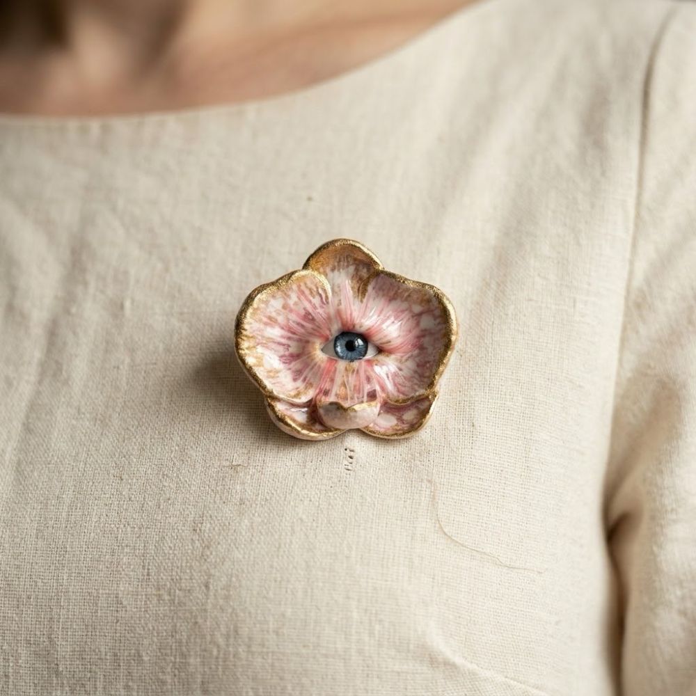 PG One eyed Orchid Brooch