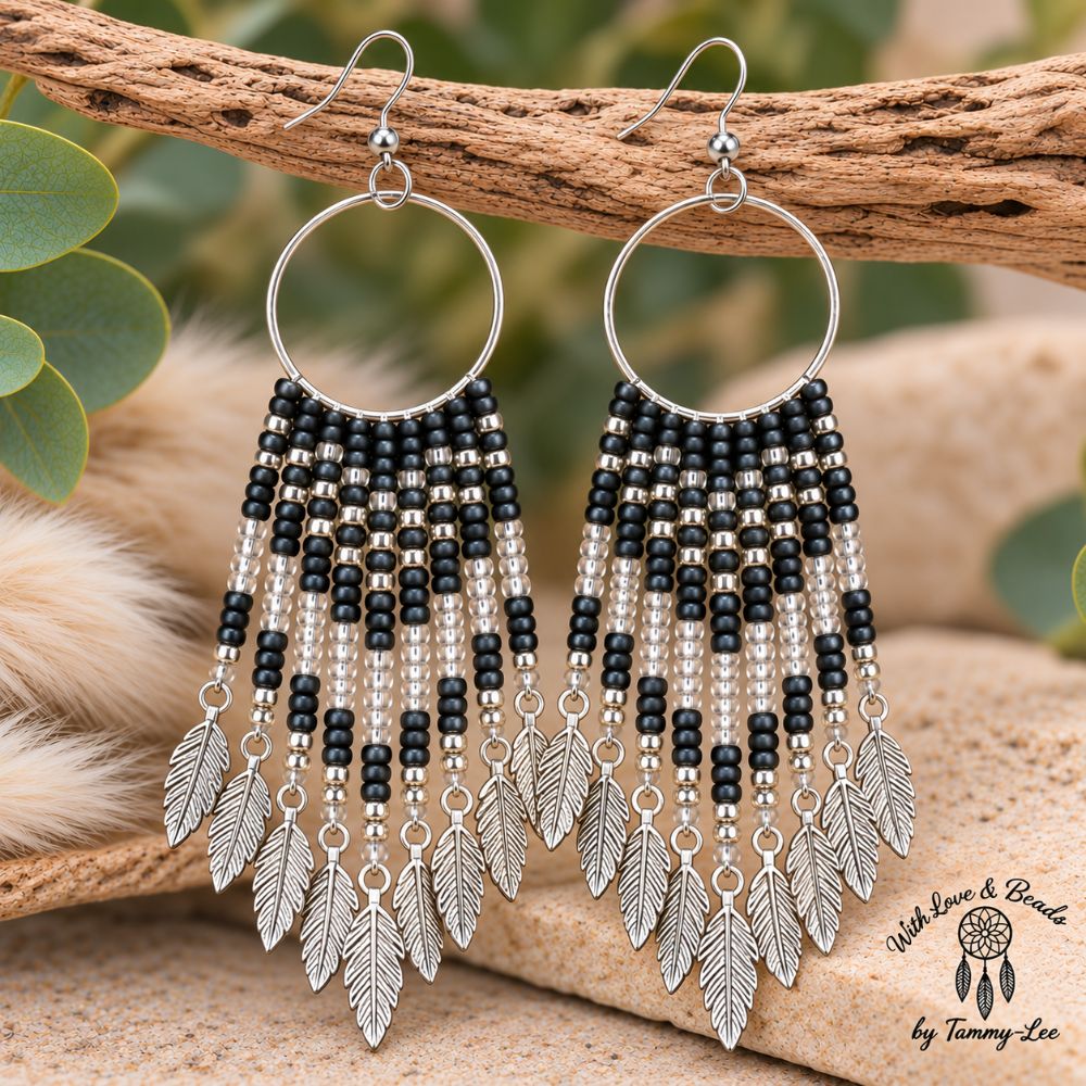 Evergreen Silver Leaf Fringe Earrings