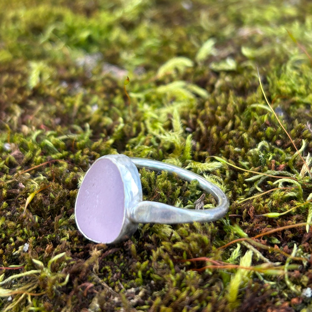 Pink Sea Glass Ring (925 Silver)