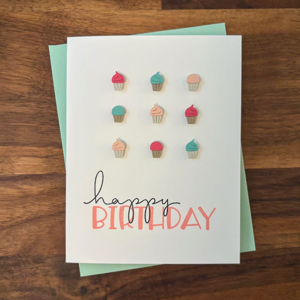 3D Cupcakes Birthday Card